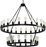 Farmhouse Matte Black 52-Inch Wagon Wheel Chandelier - Omega Lifestyles