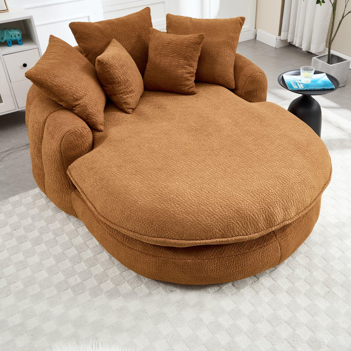 Oversized Chenille Memory Foam Bean Bag Sofa With Pillows - Omega Lifestyles
