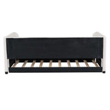 Twin Velvet Upholstered Daybed With Ergonomic Backrest And Trundle - Omega Lifestyles