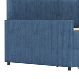 Twin L-Shaped Upholstered Corduroy Daybed With Drawers - Omega Lifestyles