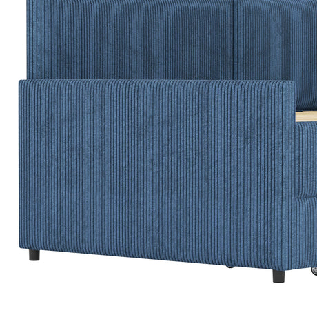 Twin L-Shaped Upholstered Corduroy Daybed With Drawers - Omega Lifestyles