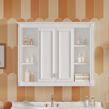 Modern White Wall Mounted Medicine Cabinet With Adjustable Shelves - Omega Lifestyles