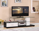 Ivana White Black Finish Rectangular TV Stand With Storage - Omega Lifestyles