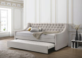 Fabric Twin Daybed With Rollout Trundle And Button Tufted - Omega Lifestyles