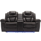 Manual Faux Leather Recliner Chair With Hidden Storage And LED - Omega Lifestyles