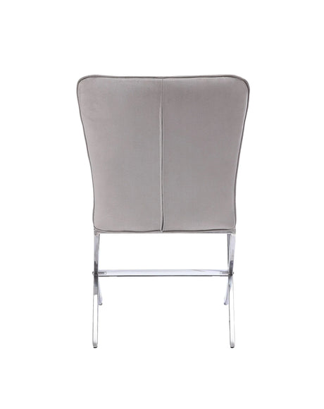 Set Of 2 Light Gray Velvet Upholstered Side Chairs - Omega Lifestyles