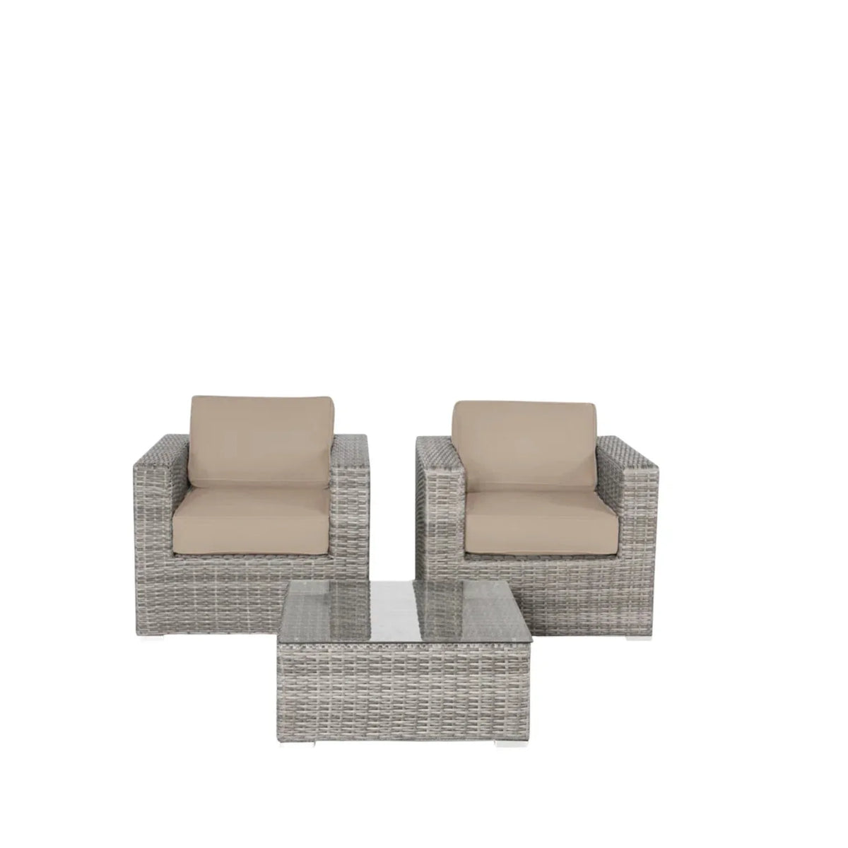 2-Person Weather-Resistant Rattan Wicker Seating Set With Cushions - Omega Lifestyles