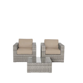 2-Person Weather-Resistant Rattan Wicker Seating Set With Cushions - Omega Lifestyles