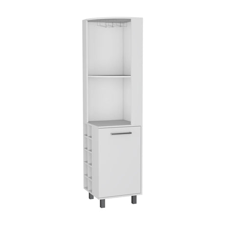 Modern White Corner Bar Cabinet With Wine Rack Storage - Omega Lifestyles