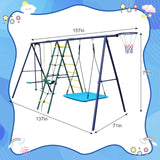 6-in-1 Steel Backyard Swing Set With Climbing Ladder - Omega Lifestyles
