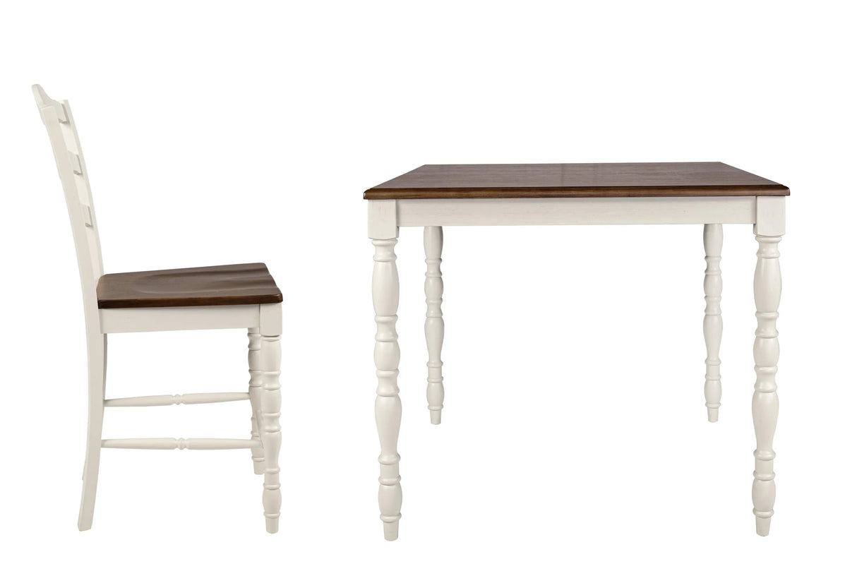 5-Piece Farmhouse White Oak Counter Height Dining Set - Omega Lifestyles