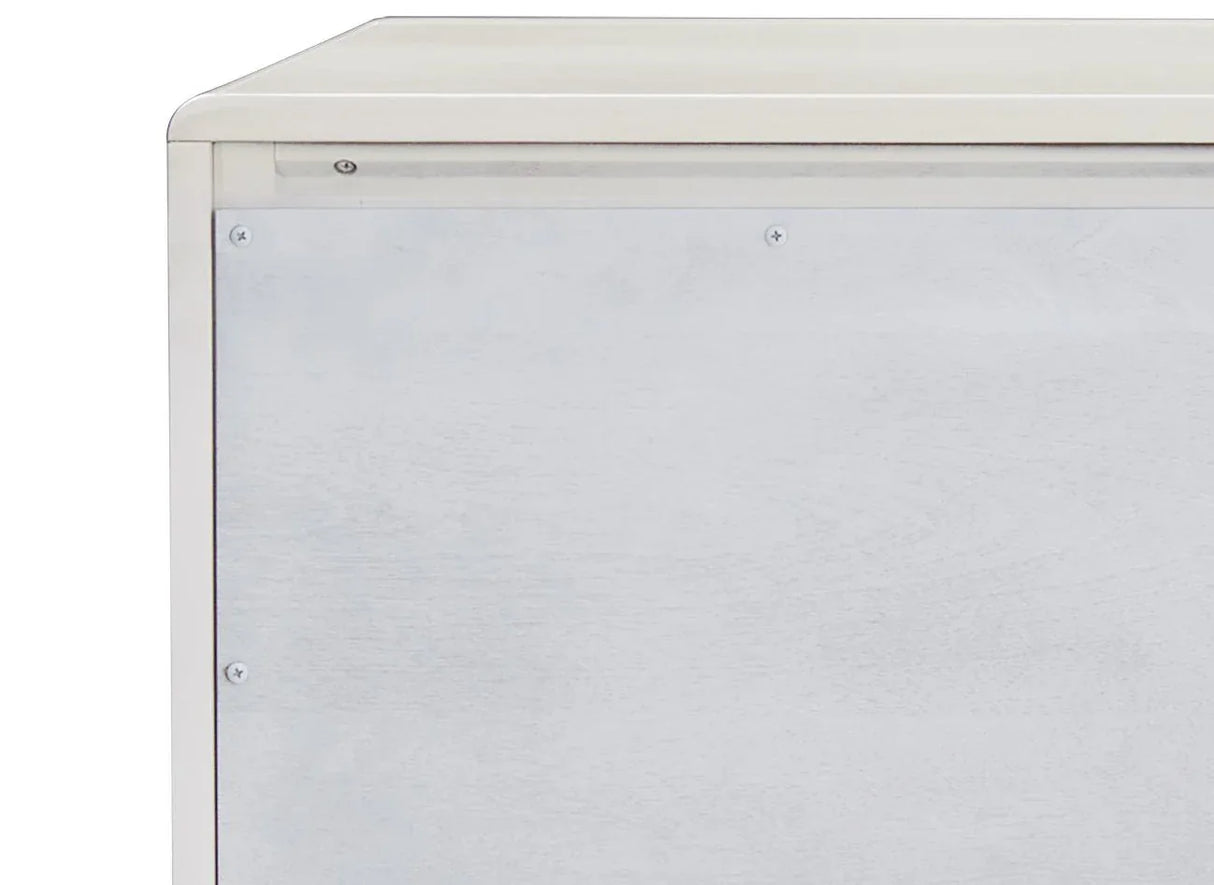 French Provincial Pearl White Silver Console Cabinet - Omega Lifestyles