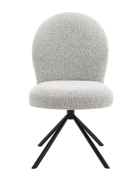 Set of 2 Gray Boucle Upholstered Swivel Side Chairs - Omega Lifestyles