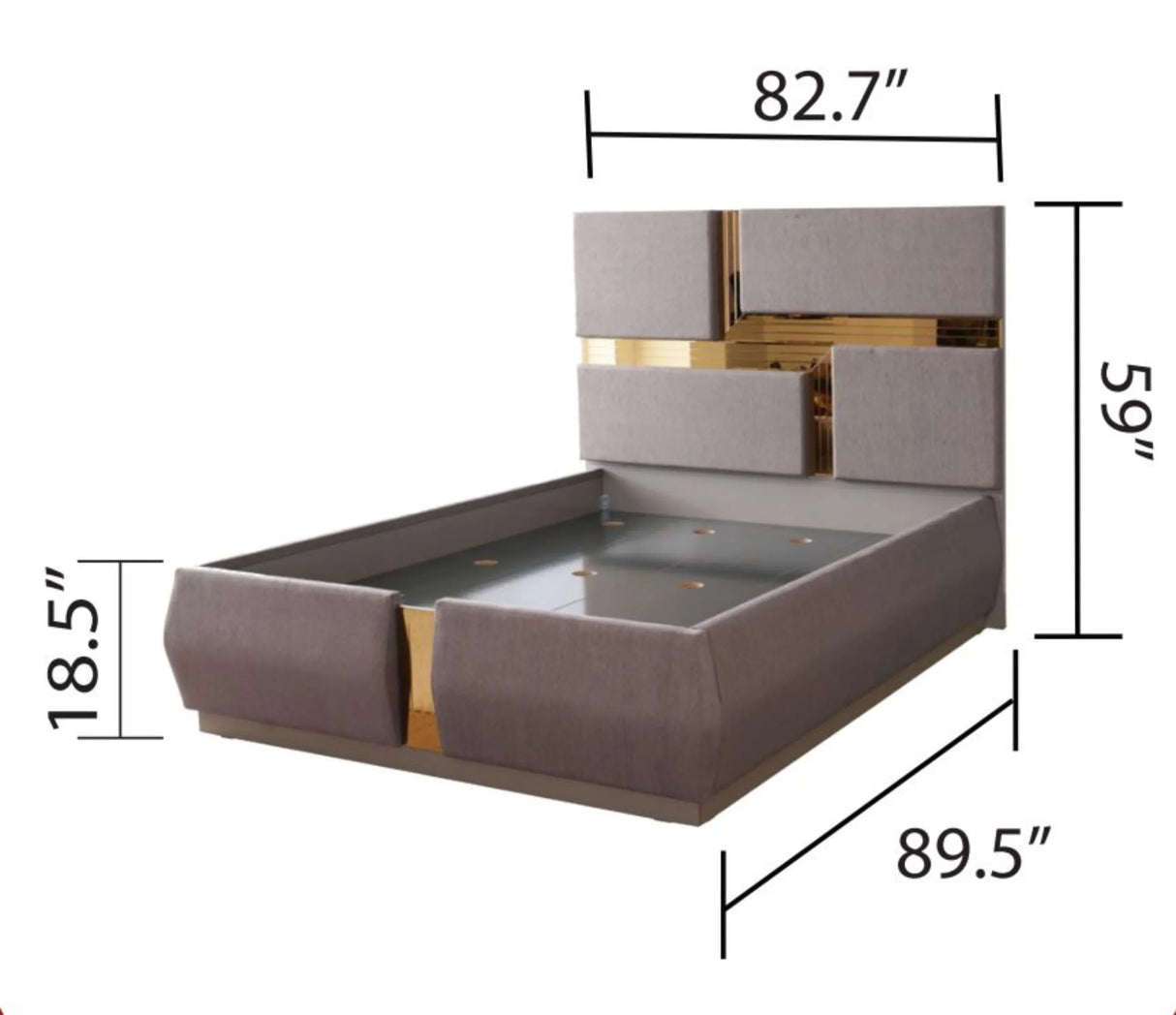 Modern Metallic River Sand Upholstered King Bed Frame - Omega Lifestyles