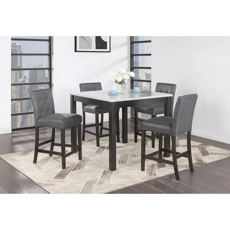 Transitional Casual Solid Wood Dining Table With 4 Stools Set - Omega Lifestyles