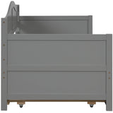 Twin Solid Wood Daybed With Trundle Gray - Omega Lifestyles