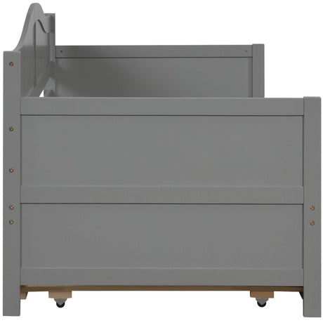 Twin Solid Wood Daybed With Trundle Gray - Omega Lifestyles