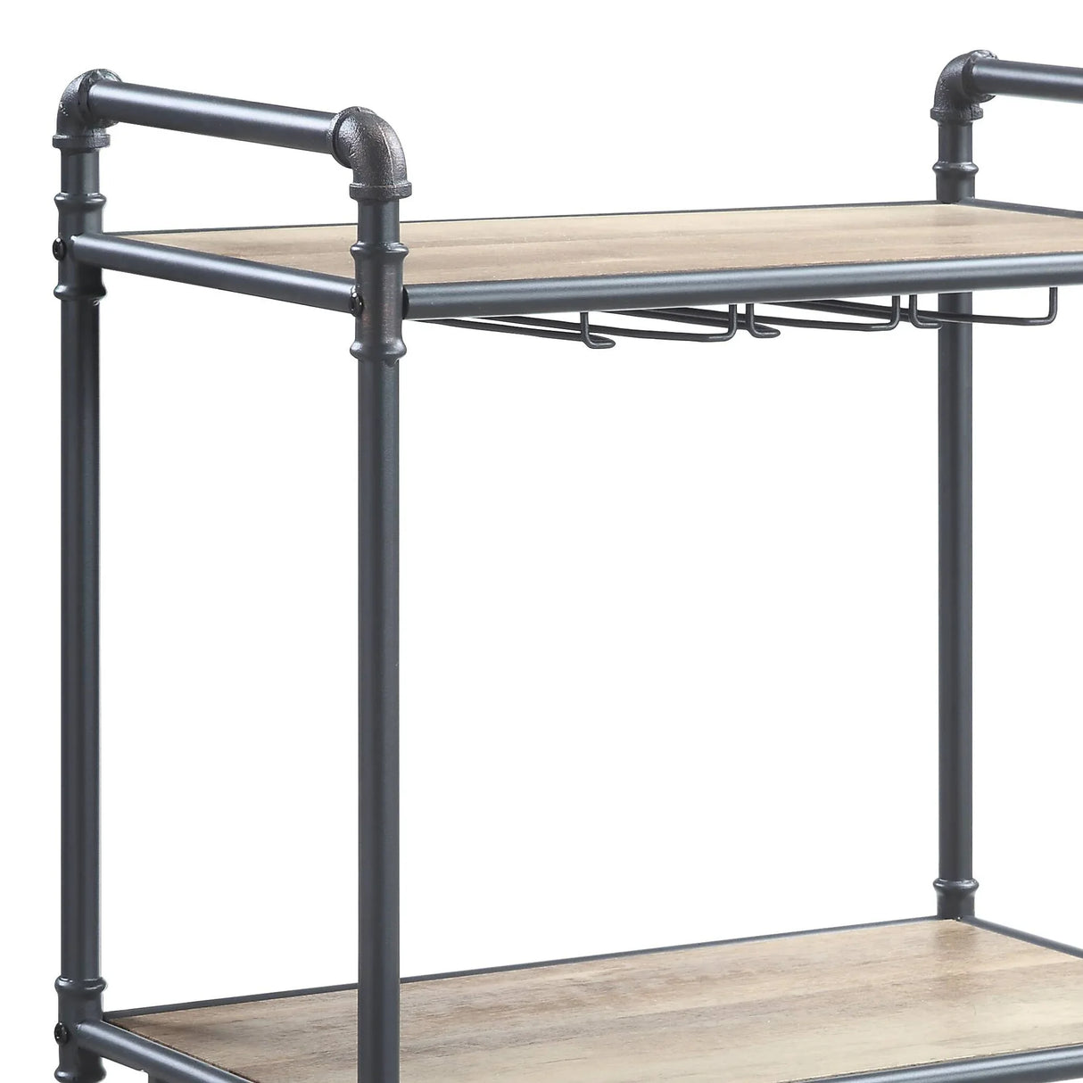 Industrial Three-Tier Metal And Synthetic Wood Wine Rack - Omega Lifestyles