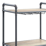 Industrial Three-Tier Metal And Synthetic Wood Wine Rack - Omega Lifestyles