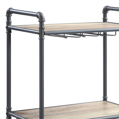 Industrial Three-Tier Metal And Synthetic Wood Wine Rack - Omega Lifestyles