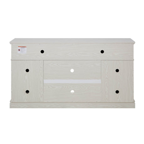Embossed White MDF TV Stand With Storage and Cord Management - Sleep Galleria