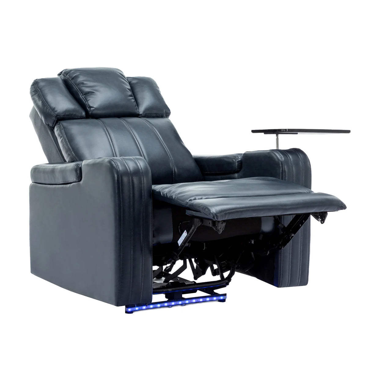 Blue PU Leather Power Recliner Chair With Cooling Cup Holder - Omega Lifestyles