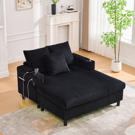 Oversized Corduroy Recliner Sofa With USB Charging - Omega Lifestyles