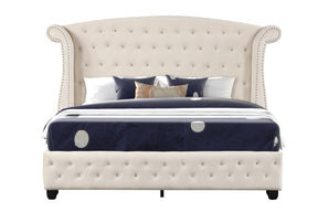 Crystal Tufted Upholstered Queen Wood Bed Frame - Omega Lifestyles