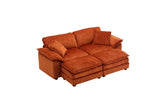 Corduroy 2-Seat Sofa With Pillows And Ottomans - Omega Lifestyles