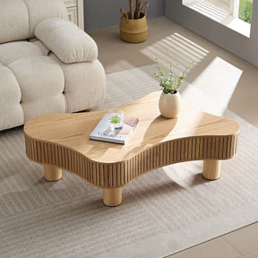 Irregular Shaped Modern Solid Wood Pedestal Coffee Table - Omega Lifestyles