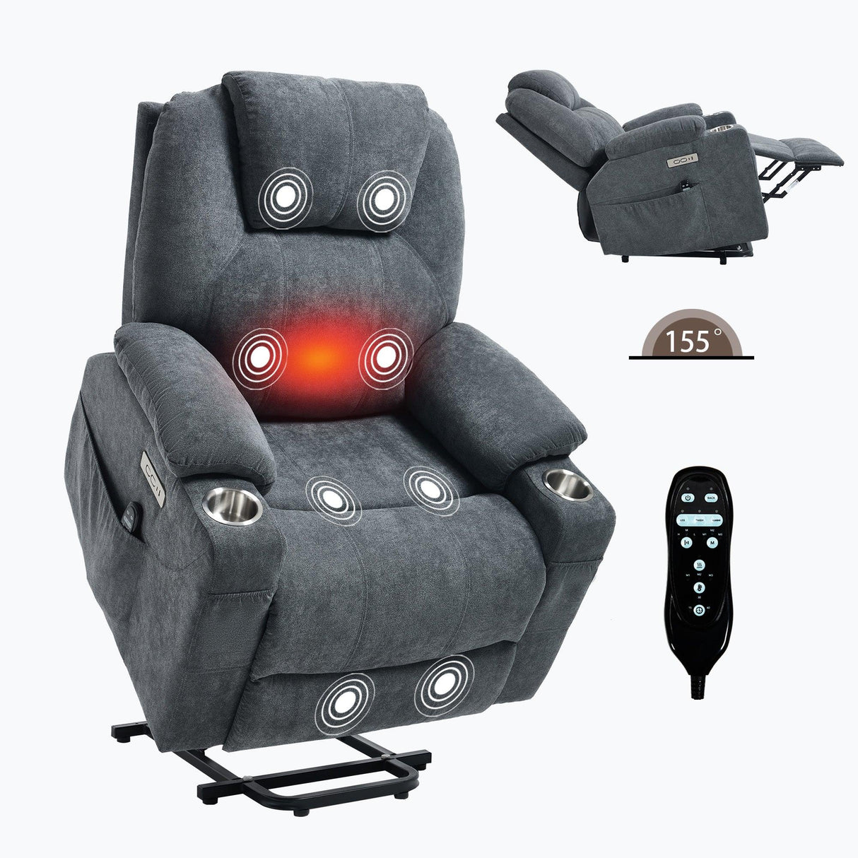 Power Lift Recliner Chair With Massage Heat And USB Ports - Omega Lifestyles