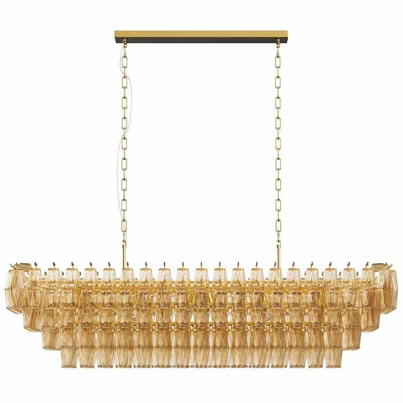 54-Inch Gold Smoke Glass 12-Light Modern Chandelier - Omega Lifestyles