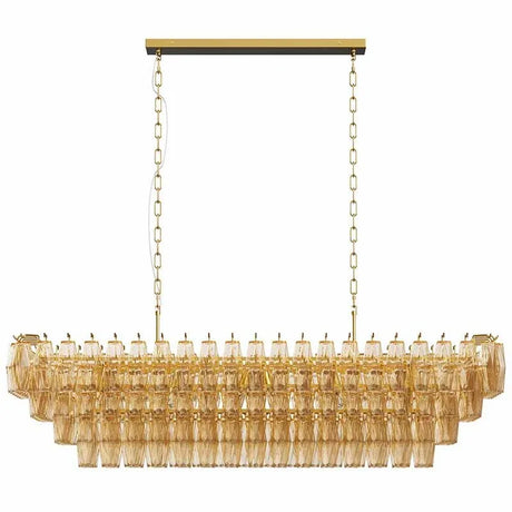 54-Inch Gold Smoke Glass 12-Light Modern Chandelier - Omega Lifestyles