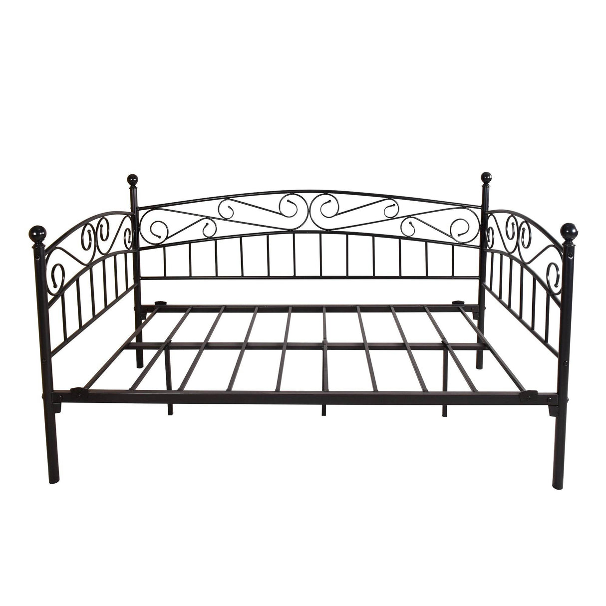 Twin Metal Daybed Frame Mattress Foundation with Headboard - Omega Lifestyles
