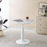 Mid-Century Modern White MDF Pedestal Table