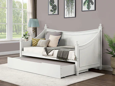 Transitional Solid Wood White Twin Daybed Frame Mattress Ready - Omega Lifestyles