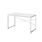 White Chrome Metal Frame Modern Writing Desk - Omega Lifestyles