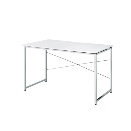 White Chrome Metal Frame Modern Writing Desk - Omega Lifestyles