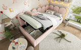 Pink Velvet Upholstered Twin Storage Daybed With Metal Frame - Omega Lifestyles