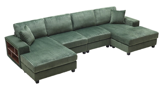 Modern Corduroy Fabric Green Double Lounge Sofa - Omega Lifestyles
