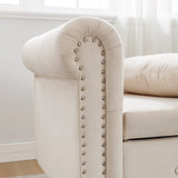 Beige Velvet Classic Storage Chaise Lounge Chair - Omega Lifestyles