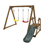 Solid Wood Outdoor Swing Set With Slide And Ladder - Omega Lifestyles