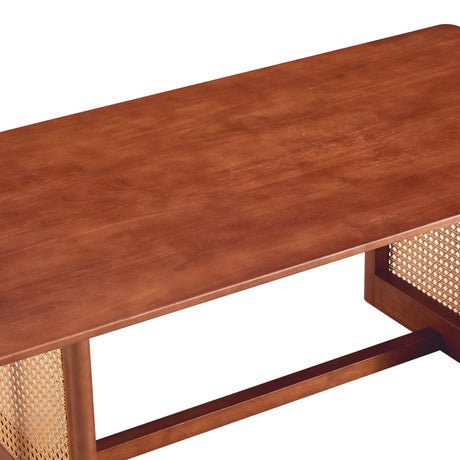 Imitation Rattan And Solid Wood Rectangular Coffee Table - Omega Lifestyles