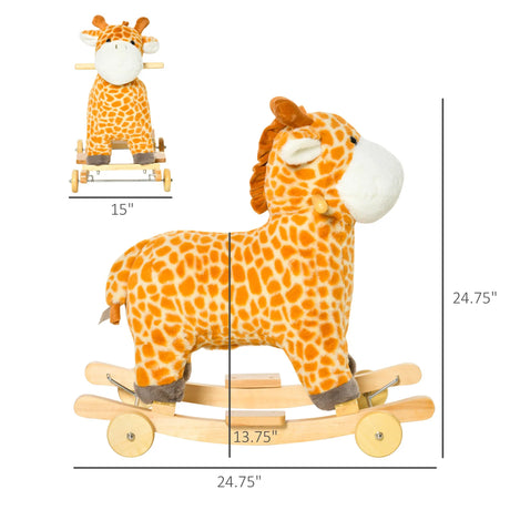 Kids Plush Giraffe Ride-On Rocking Horse Toy With Sounds - Omega Lifestyles
