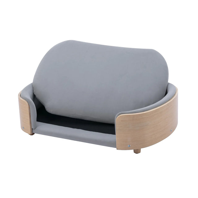 Scandinavian Solid Wood Elevated Pet Sofa Bed With Velvet Cushion - Omega Lifestyles