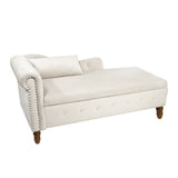 Beige Velvet Classic Storage Chaise Lounge Chair - Omega Lifestyles