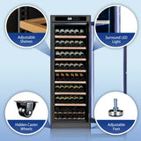 Temperature-Controlled Multi-Tiered Black Wood Wine Cabinet - Omega Lifestyles