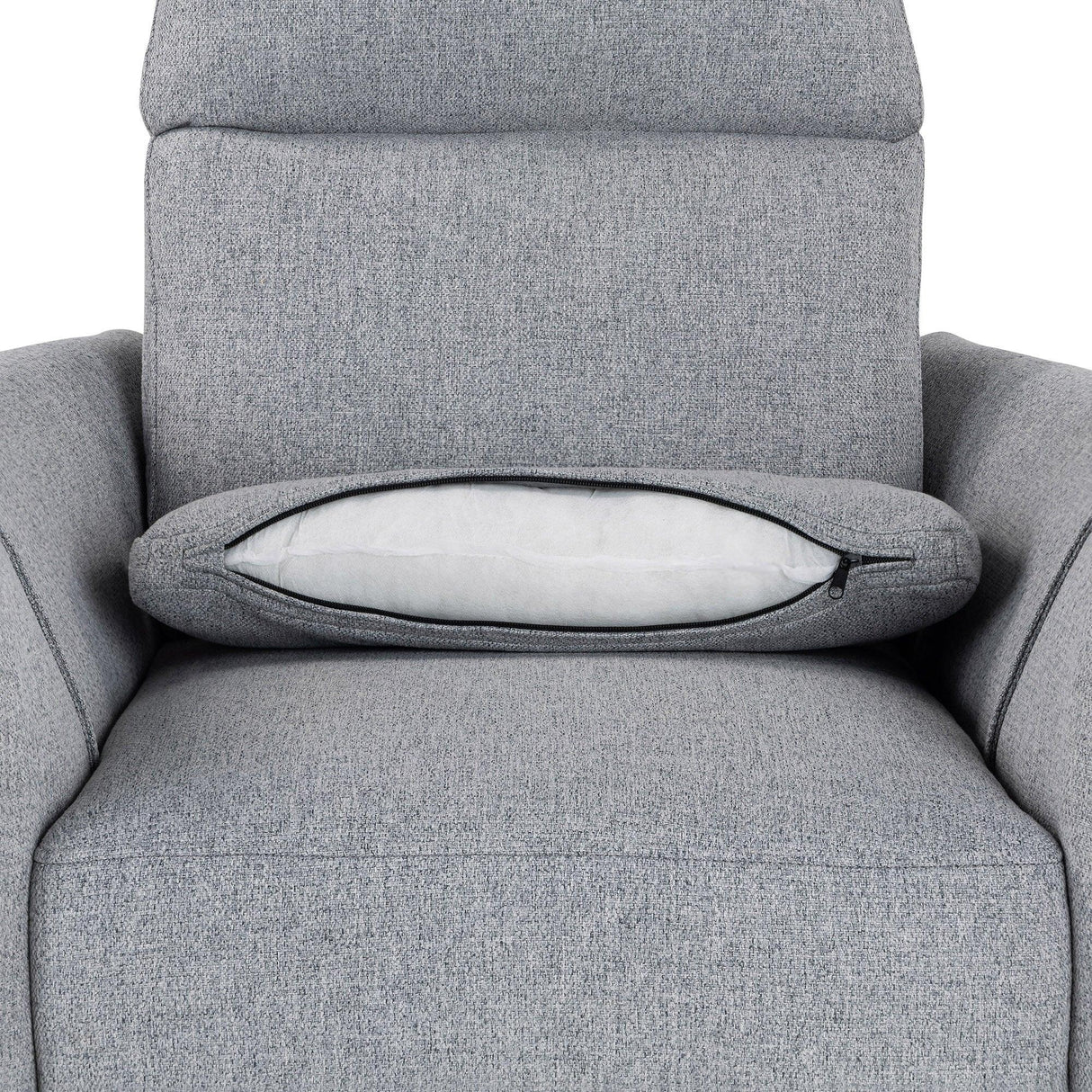 Manual Rocker Swivel Linen Upholstered Recliner Chair With Pillows - Omega Lifestyles