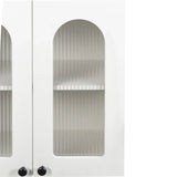 Arched Glass Door Floating Wall Cabinet With Shelves - Omega Lifestyles