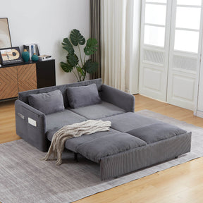 3-in-1 Convertible Corduroy Sleeper Sofa Bed With Pillows - Omega Lifestyles